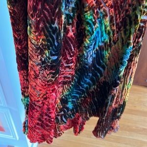 Carter Tie Dye Velvet Boho Dress Midi Orange Green Blue
